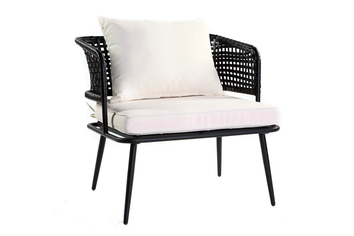 Fauteuils de jardin en fils de r�sine fa�on rotin noir (lot de 2) MONACO