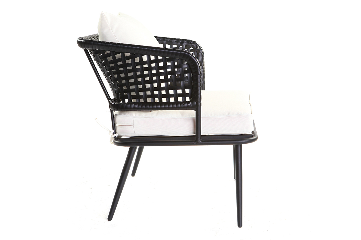 Fauteuils de jardin en fils de r�sine fa�on rotin noir (lot de 2) MONACO