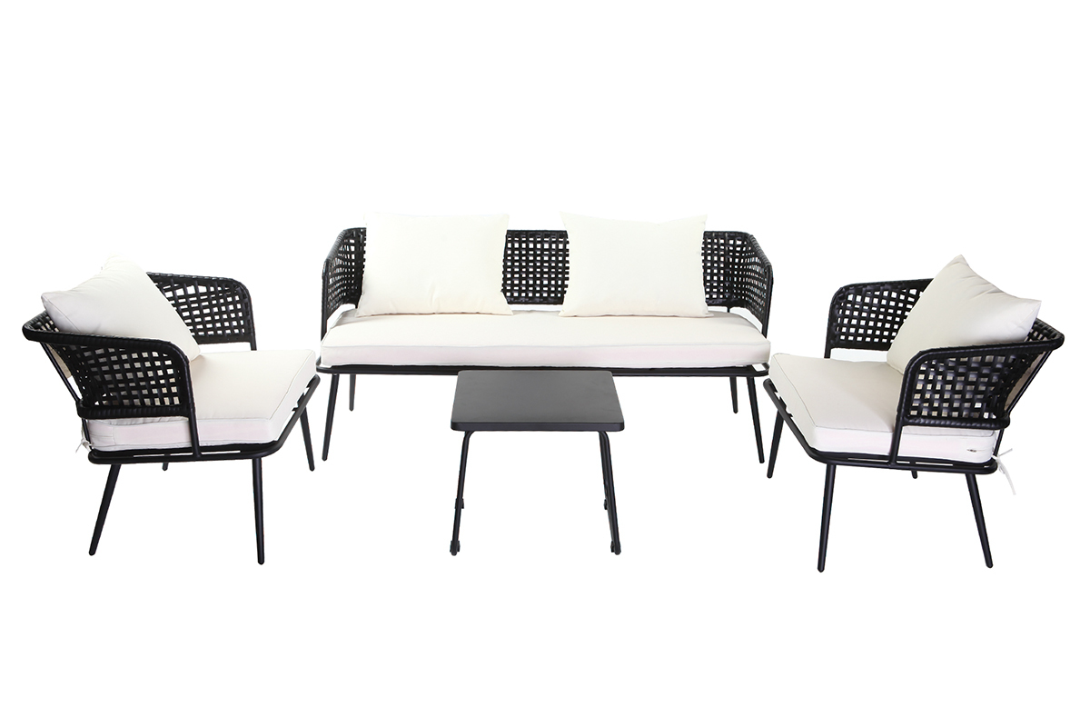 Fauteuils de jardin en fils de r�sine fa�on rotin noir (lot de 2) MONACO
