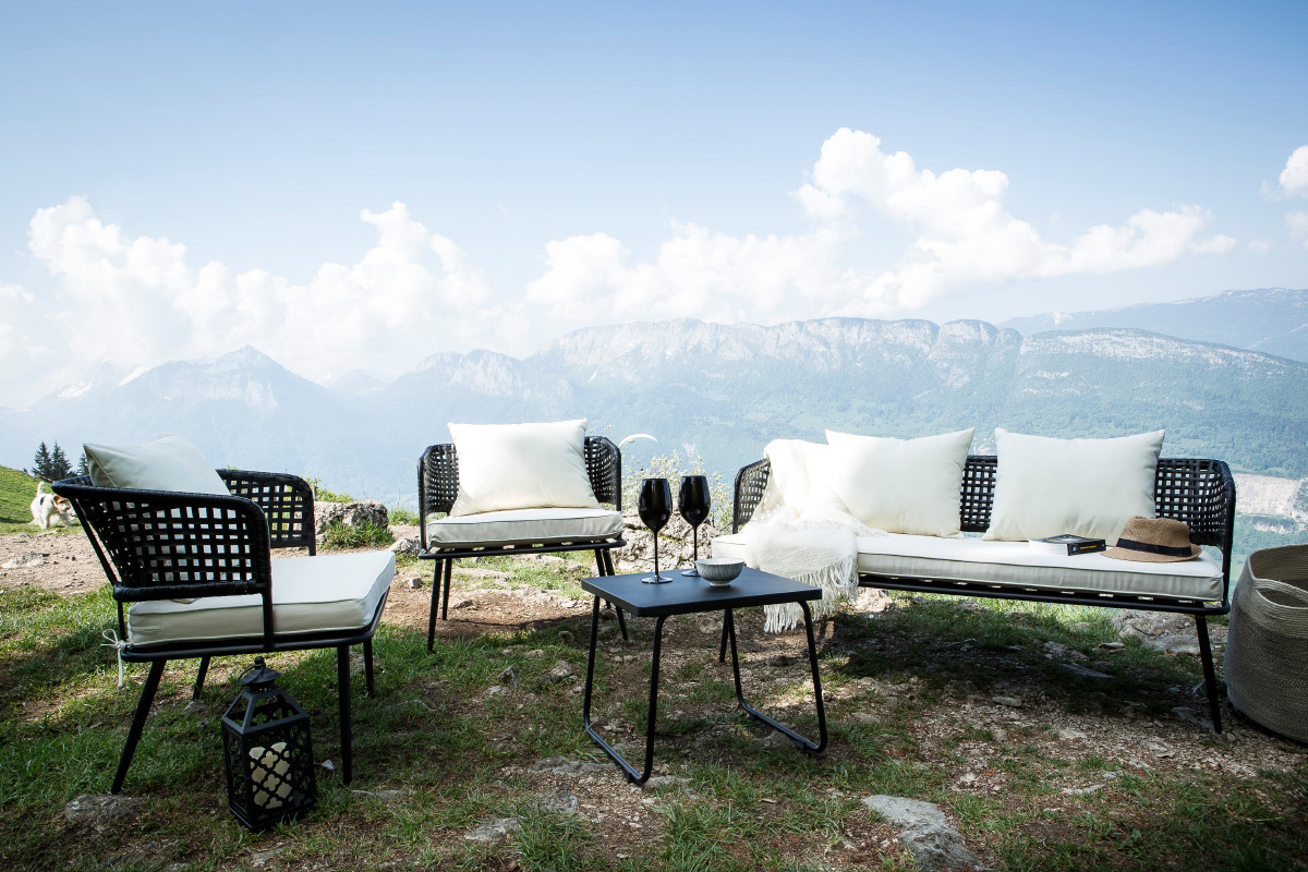 Fauteuils de jardin en fils de r�sine fa�on rotin noir (lot de 2) MONACO