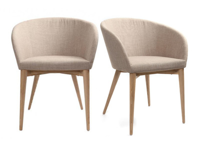 Fauteuils design beige et bois clair (lot de 2) DALIA