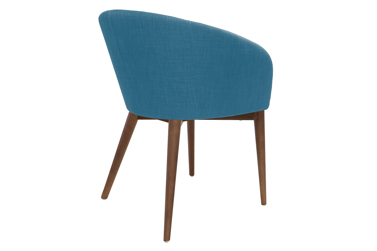 Fauteuils design bleu et bois fonc� (lot de 2) DALIA