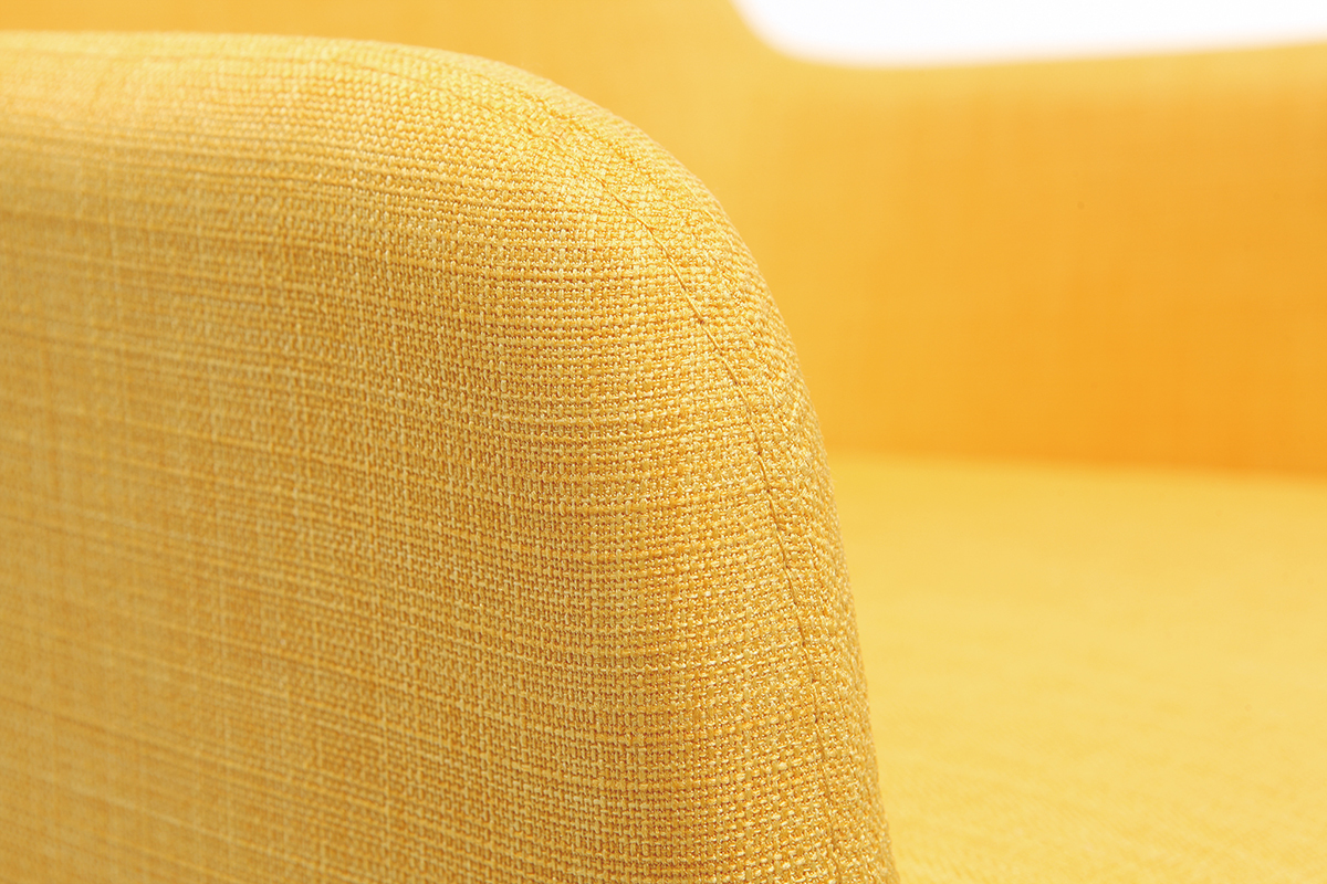 Fauteuils design en bois et tissus jaune (lot de 2) SHANA