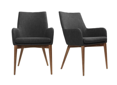 Fauteuils design polyester gris anthracite - lot de 2 SHANA
