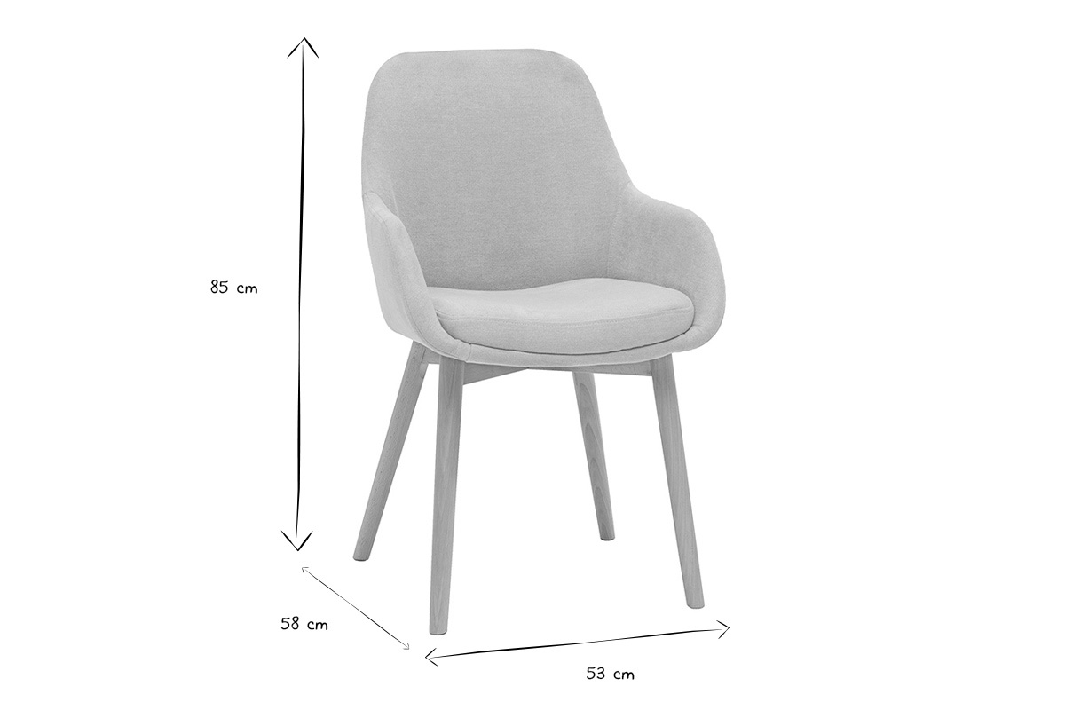 Fauteuils scandinaves en tissu effet velours beige et bois clair massif (lot de 2) HOLO