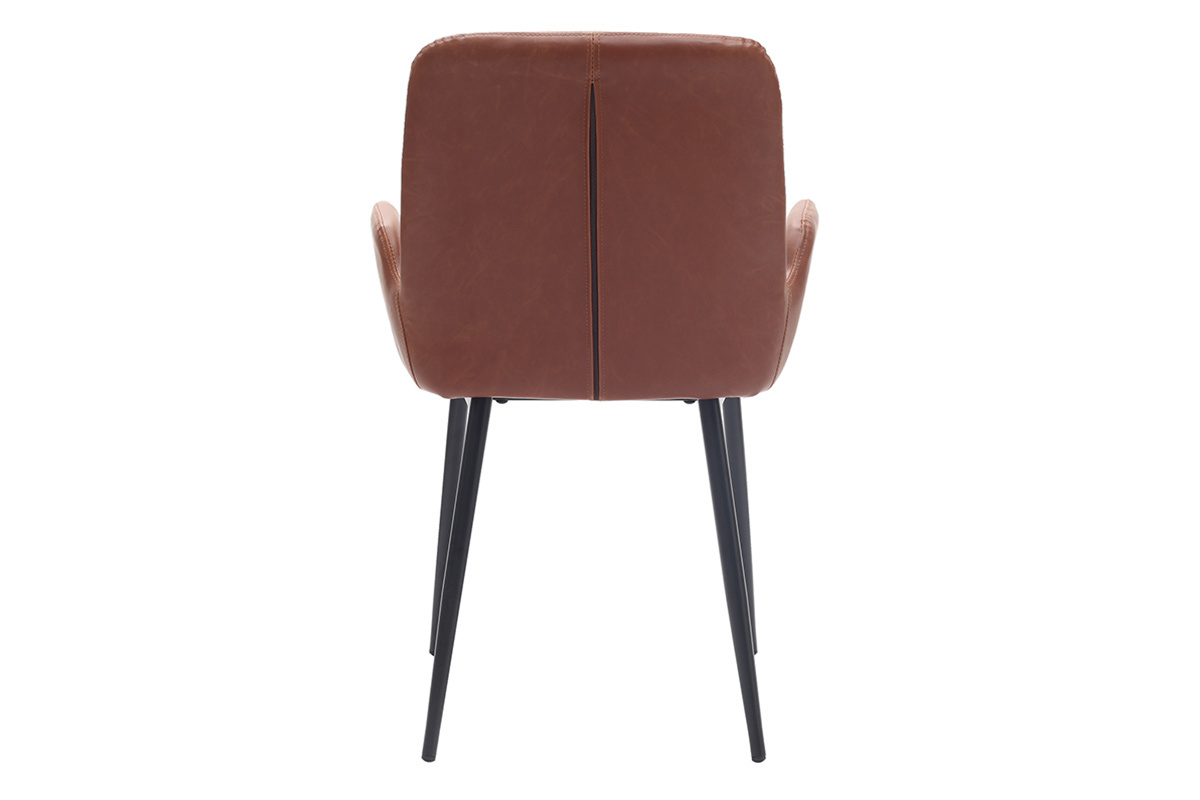 Fauteuils vintage marron clair avec pieds m�tal noirs (lot de 2) TIKA