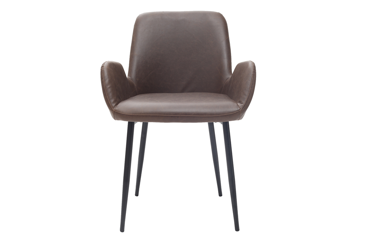 Fauteuils vintage marron fonc avec pieds mtal noirs (lot de 2) TIKA