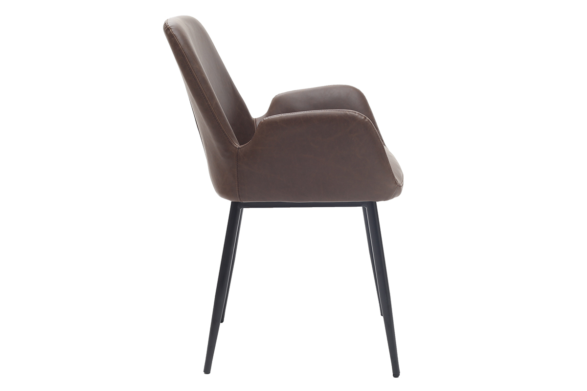 Fauteuils vintage marron fonc avec pieds mtal noirs (lot de 2) TIKA
