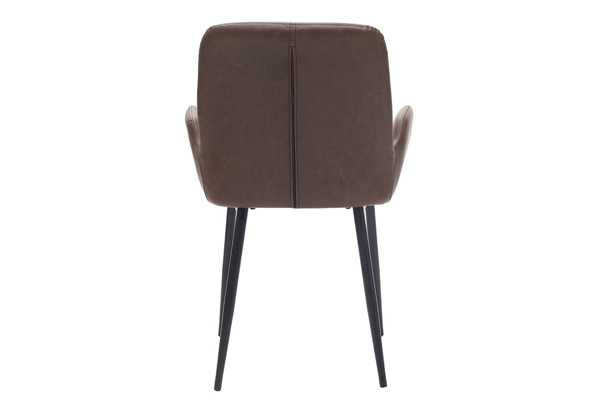 Fauteuils vintage marron fonc avec pieds mtal noirs (lot de 2) TIKA