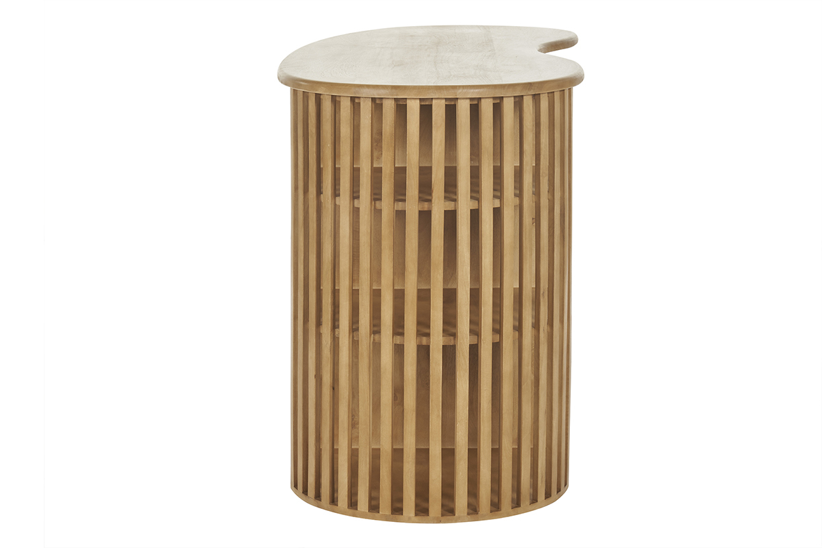Ilot - table de bar avec rangements en bois clair manguier massif H90 cm LOBIO