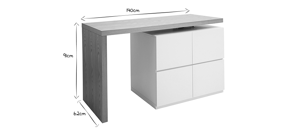 �lot - table de bar modulable avec rangement blanc mat et ch�ne H91 cm MAX