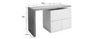 &icirc;lot - table de bar modulable avec rangement blanc mat et ch&ecirc;ne H91 cm MAX