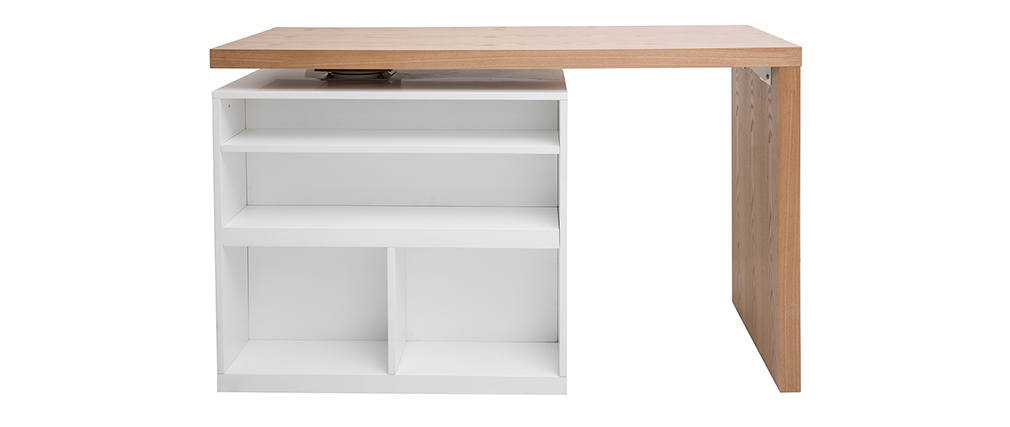 �lot - table de bar modulable avec rangement blanc mat et ch�ne H91 cm MAX