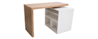 &icirc;lot - table de bar modulable avec rangement blanc mat et ch&ecirc;ne H91 cm MAX