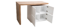 &icirc;lot - table de bar modulable avec rangement blanc mat et ch&ecirc;ne H91 cm MAX