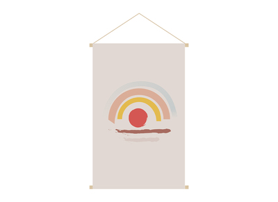 Kakemono enfant tableau en toile suspendue arc-en-ciel  L40 x H60 cm HAPPY