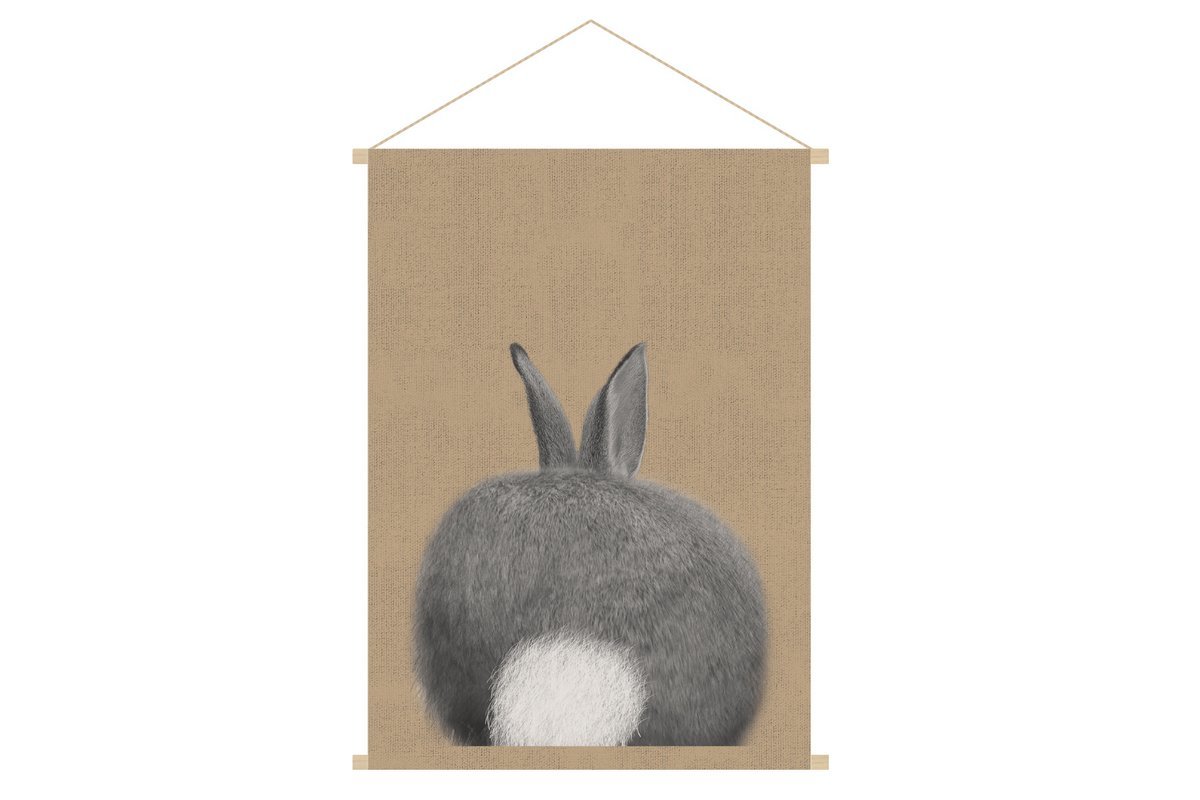 Kakemono enfant tableau en toile suspendue illustration lapin L40 x H60 cm HOUPETTE