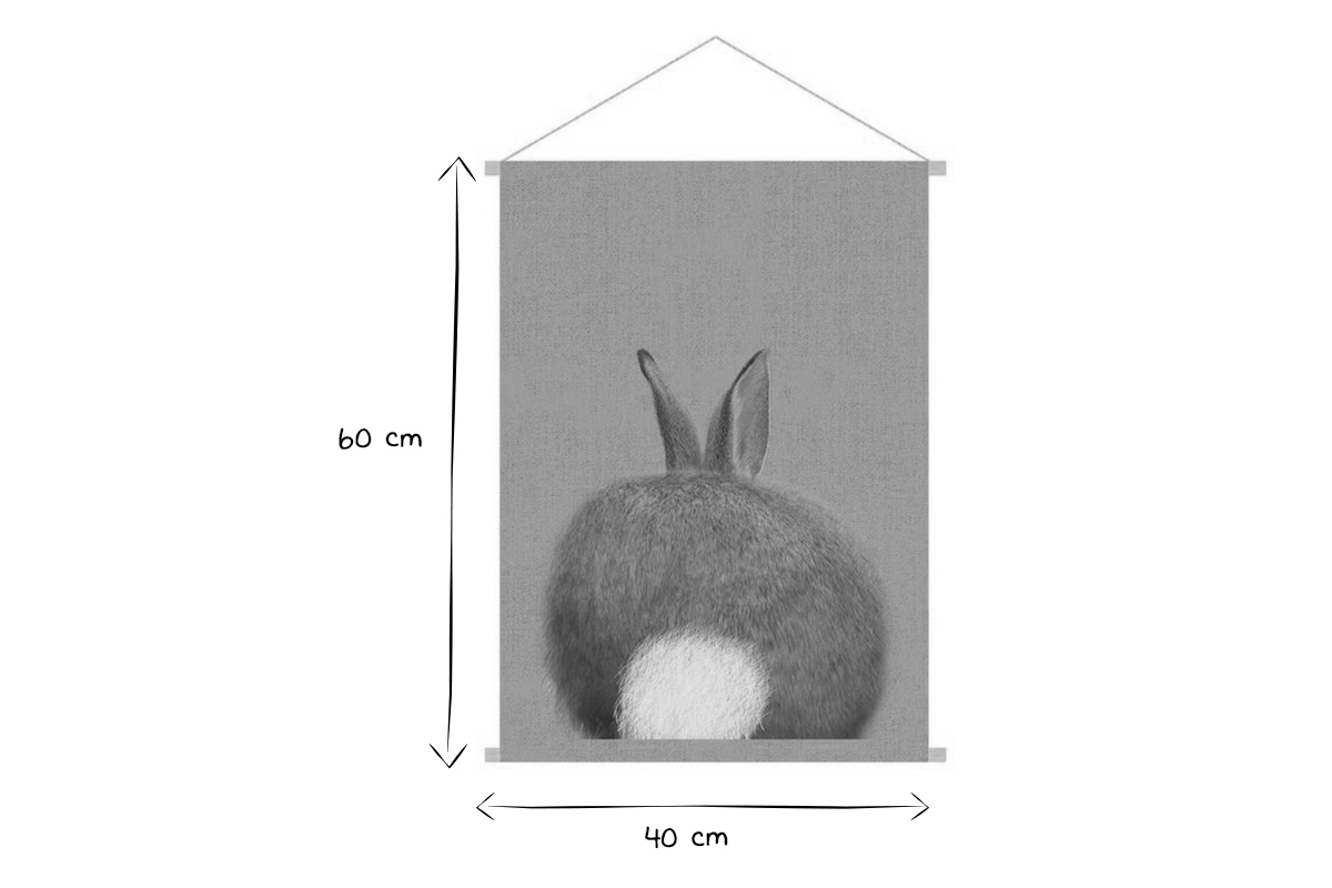 Kakemono enfant tableau en toile suspendue illustration lapin L40 x H60 cm HOUPETTE
