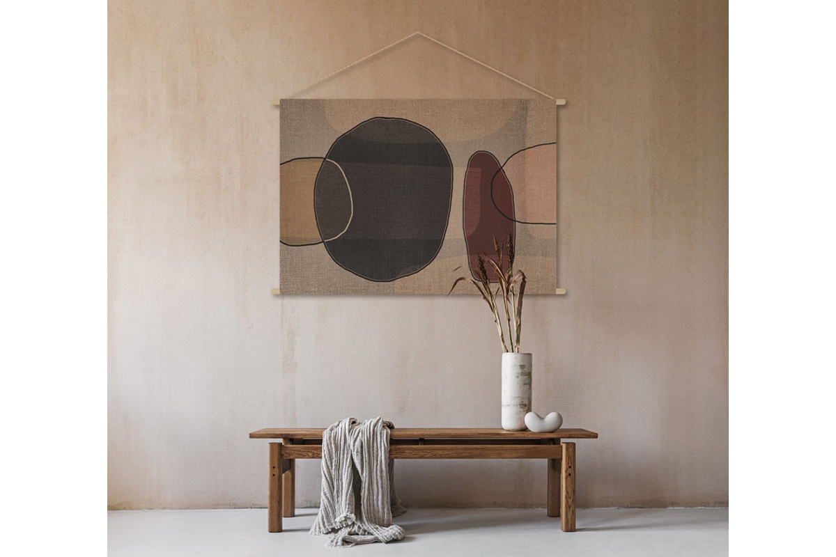 Kakmono tableau en toile suspendue formes abstraites motifs arrondis L90 x H60 cm ARON