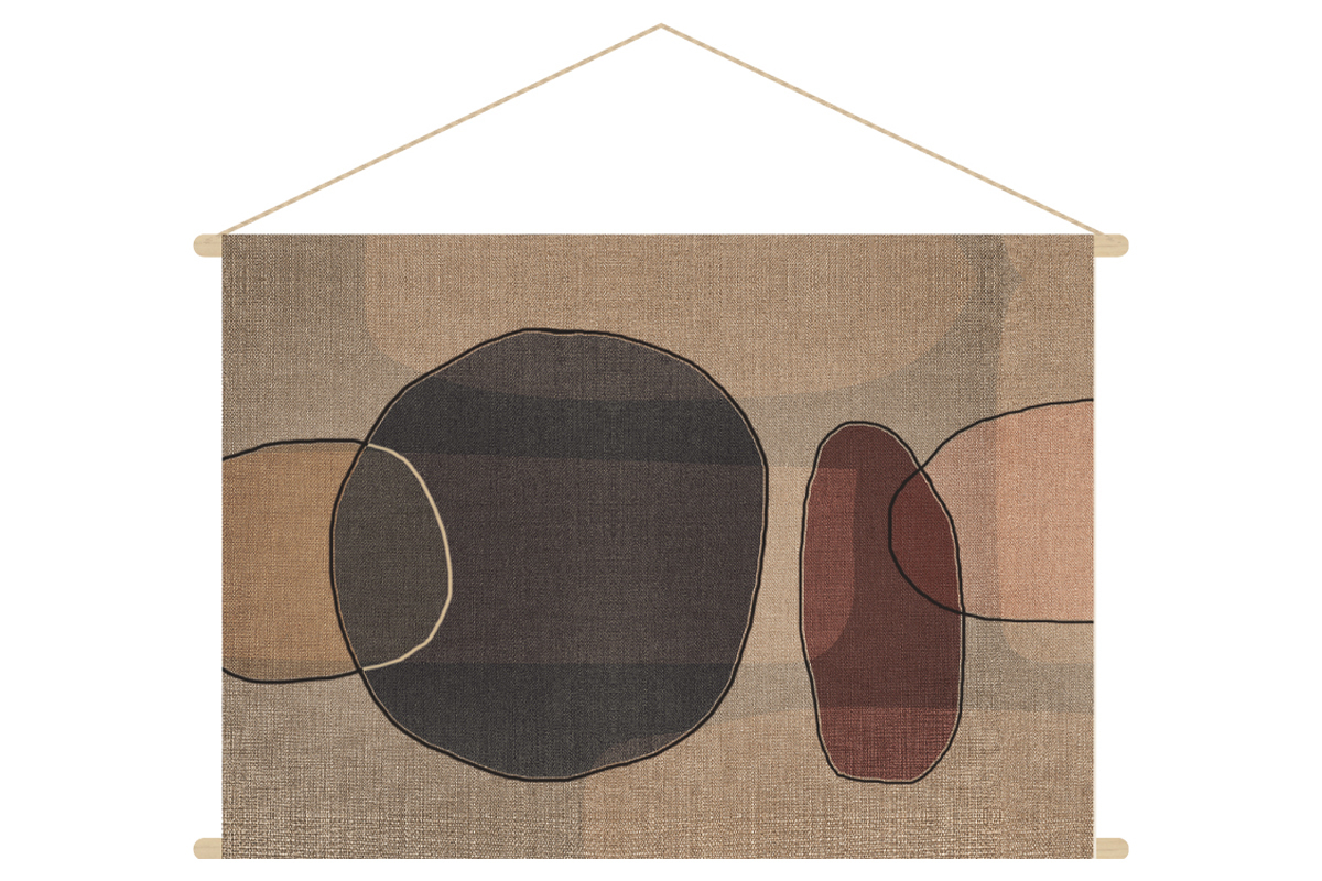 Kakmono tableau en toile suspendue formes abstraites motifs arrondis L90 x H60 cm ARON