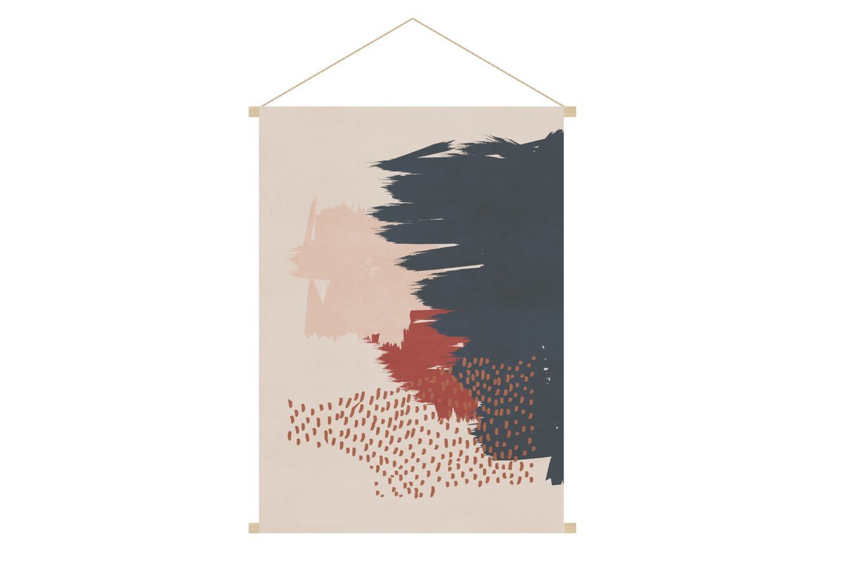 Kakmono tableau en toile suspendue motif abstrait sur fond beige L40 x H60 cm SIWA