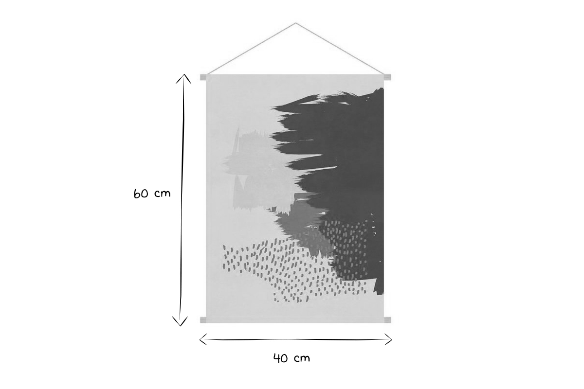 Kakmono tableau en toile suspendue motif abstrait sur fond beige L40 x H60 cm SIWA