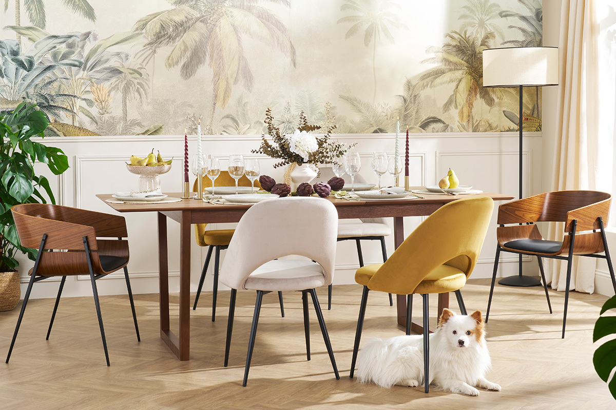Lampadaire avec abat-jour en papier tiss naturel et mtal noir H160 cm ZETA