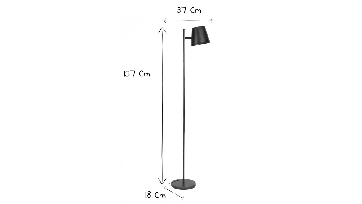 Lampadaire avec abat-jour rglable mtal argent vieilli BELL