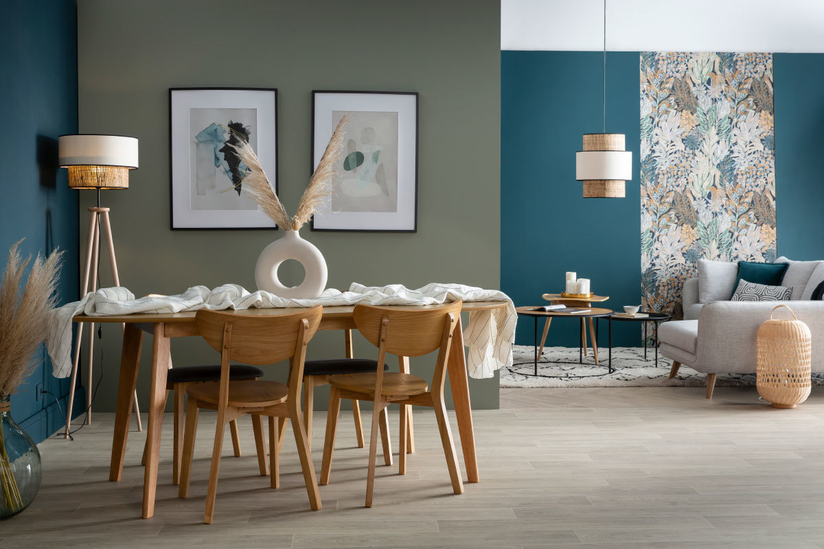 Lampadaire bimati�re jute et tissu rouge D40 cm CHILL