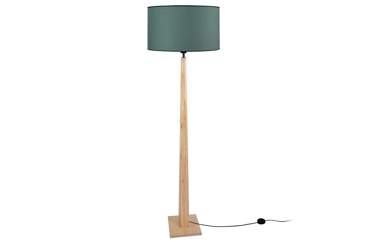 Lampadaire bleu gris avec pied bois NIDRA