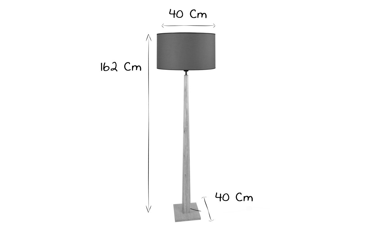 Lampadaire bleu gris avec pied bois NIDRA