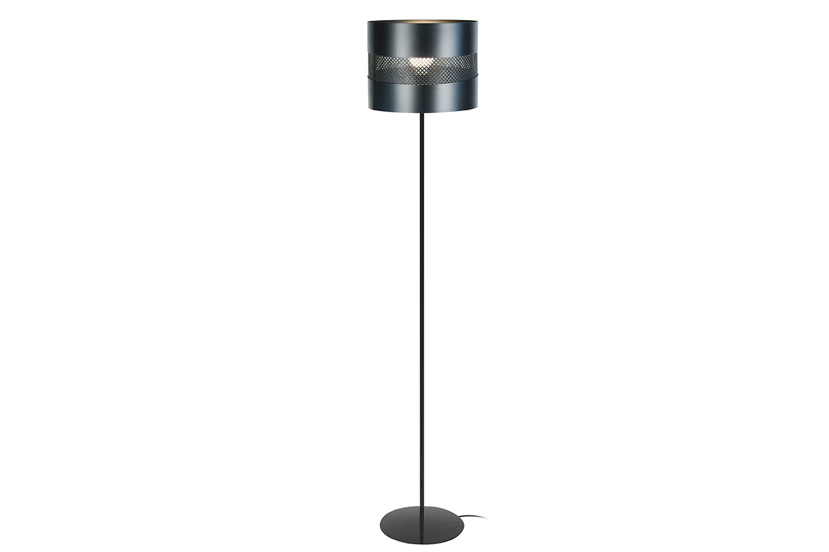Lampadaire design acier perfor� noir CLOVER