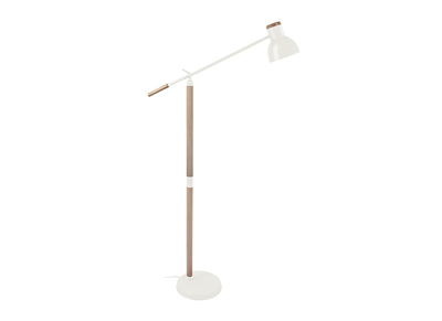 Lampadaire design articul&eacute; bois et acier blanc MANIA