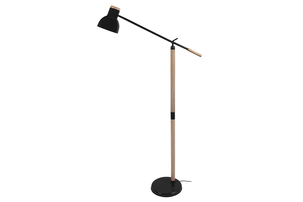 Lampadaire design articul� bois noir MANIA
