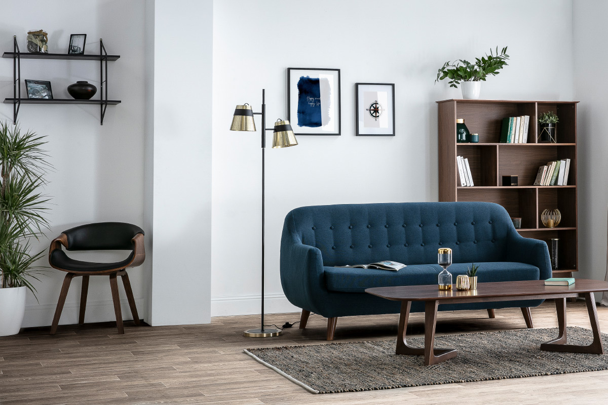 Lampadaire design en m�tal perfor� dor� et noir TRENTO