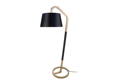 Lampadaire design pied cercle bois noir TWIST