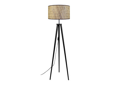 Lampadaire en jute et bois massif noir JUTA