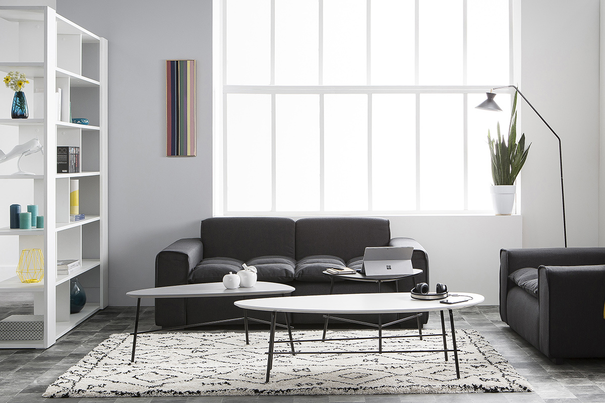 Lampadaire liseuse design acier noir LEEDS