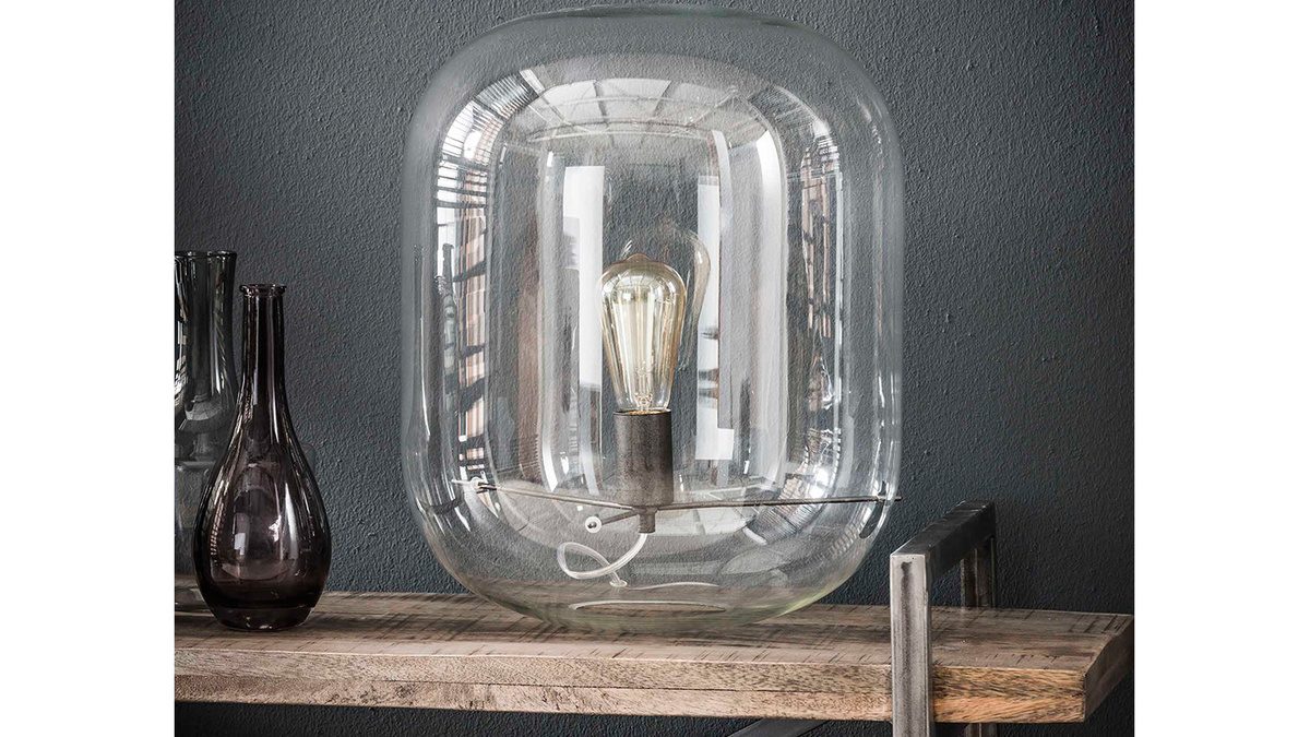 Lampe  poser avec dme en verre D35 cm ANCY