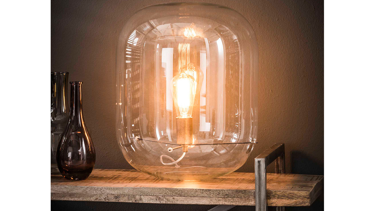 Lampe  poser avec dme en verre D35 cm ANCY