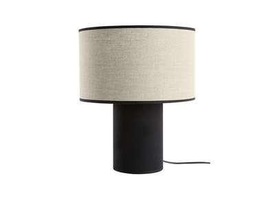 Lampe à poser bi-matière en lin et coton noir H36 cm SLOT