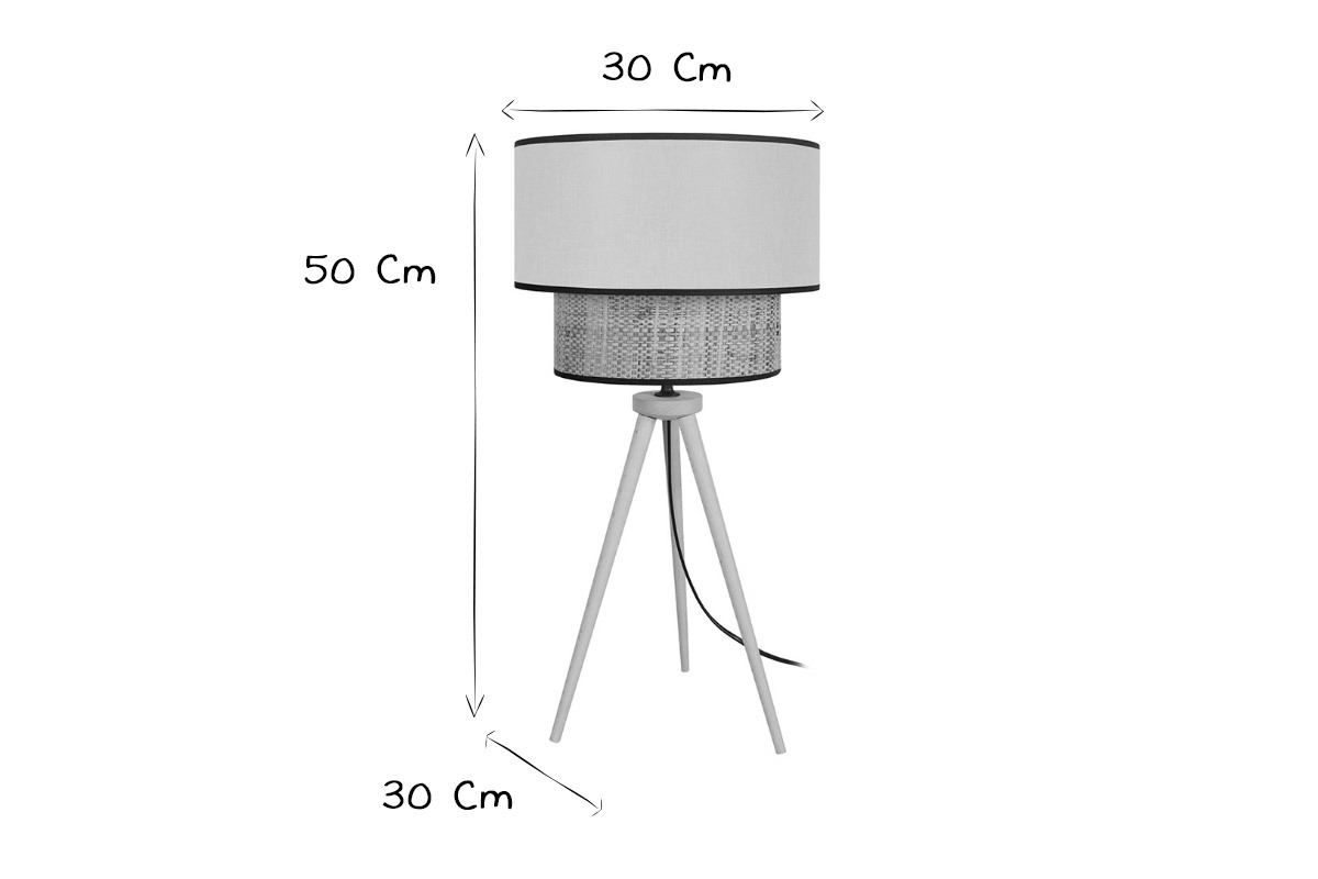 Lampe  poser bimatire jute et tissu bleu gris CHILL