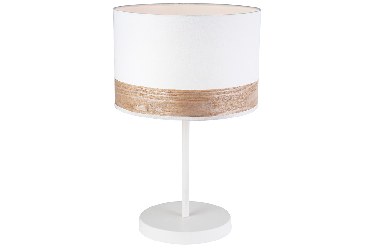 Lampe à poser blanc et bois NANI