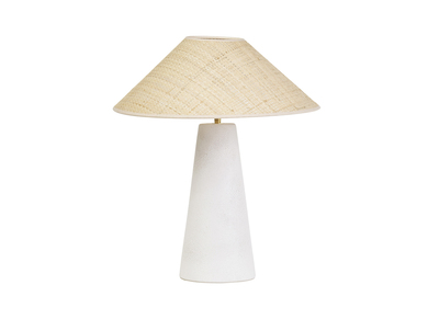 Lampe à poser blanche en céramique et abat-jour en rabane H47 cm JUNI