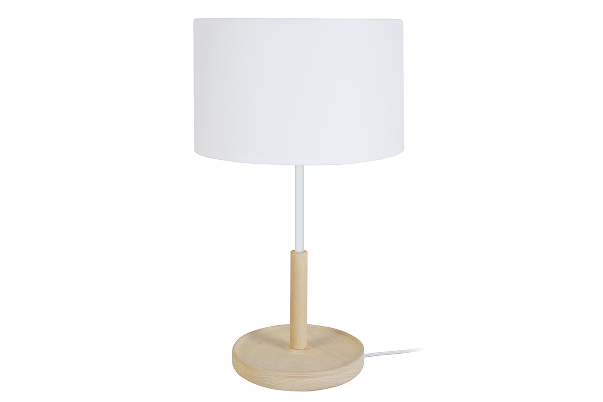 Lampe � poser design bois blanc ELIOT