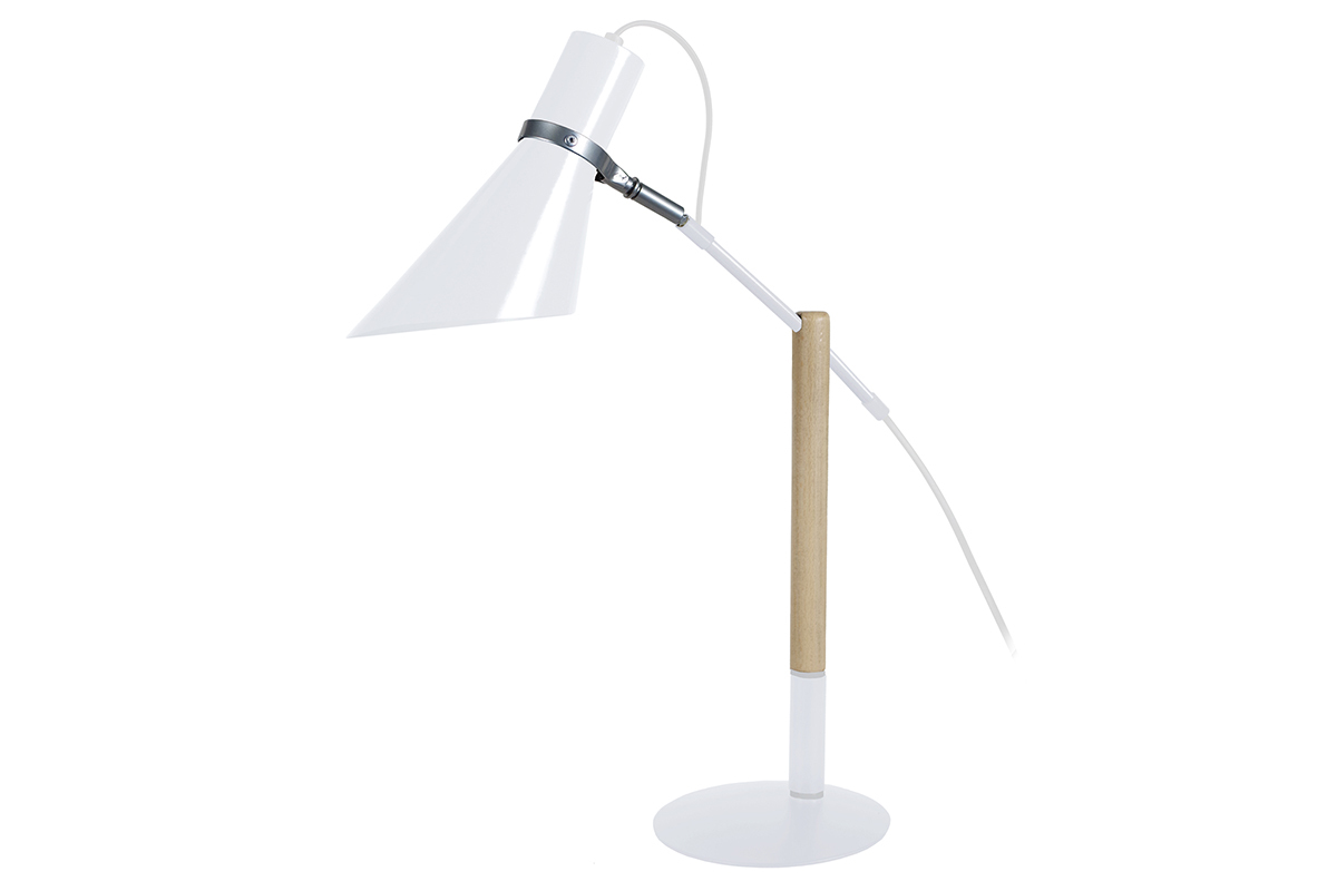 Lampe � poser design bois et acier blanc SOUND