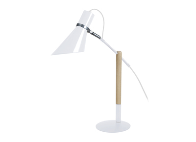 Lampe &agrave; poser design bois et acier blanc SOUND