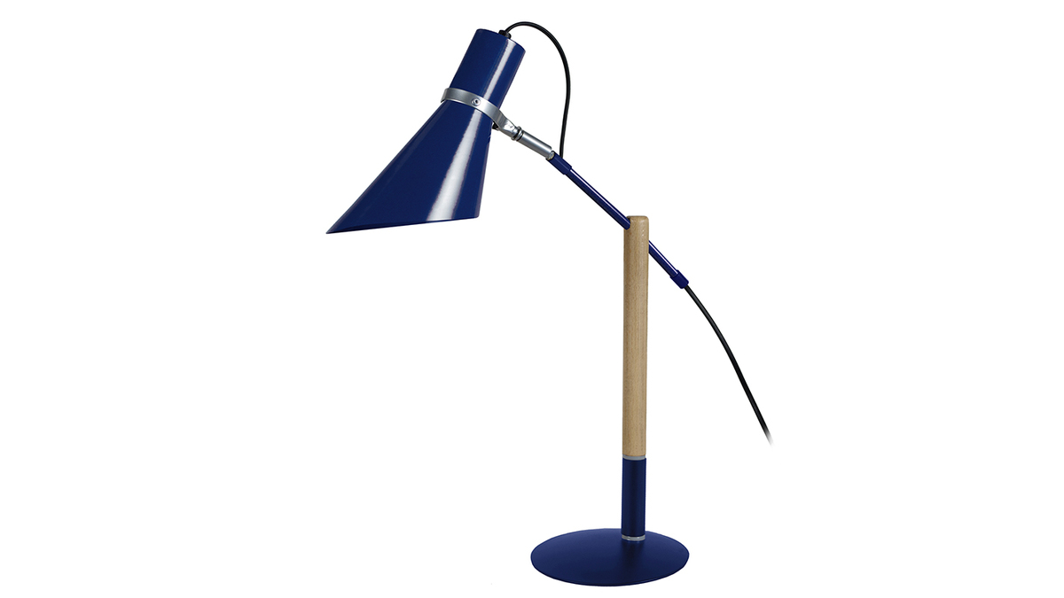 Lampe  poser design bois et acier bleu SOUND