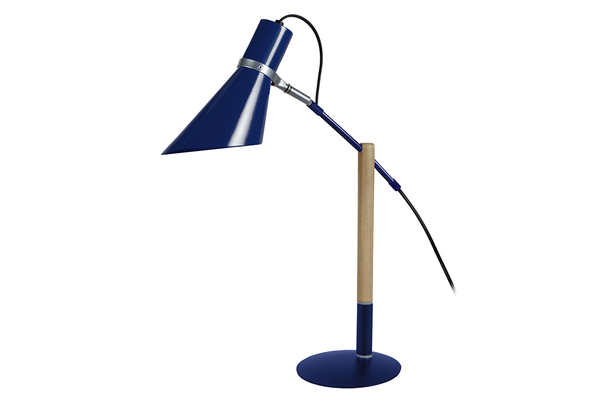 Lampe � poser design bois et acier bleu SOUND