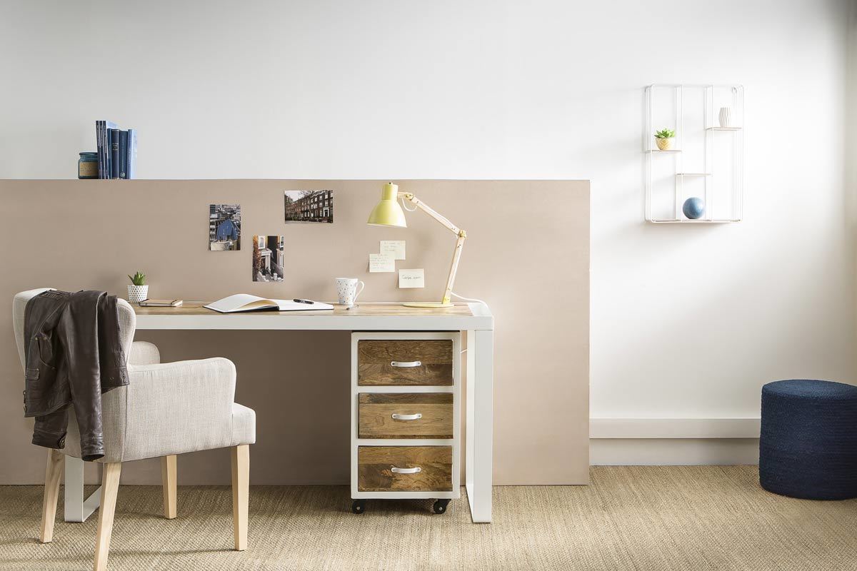 Lampe � poser design bois et m�tal jaune PIX